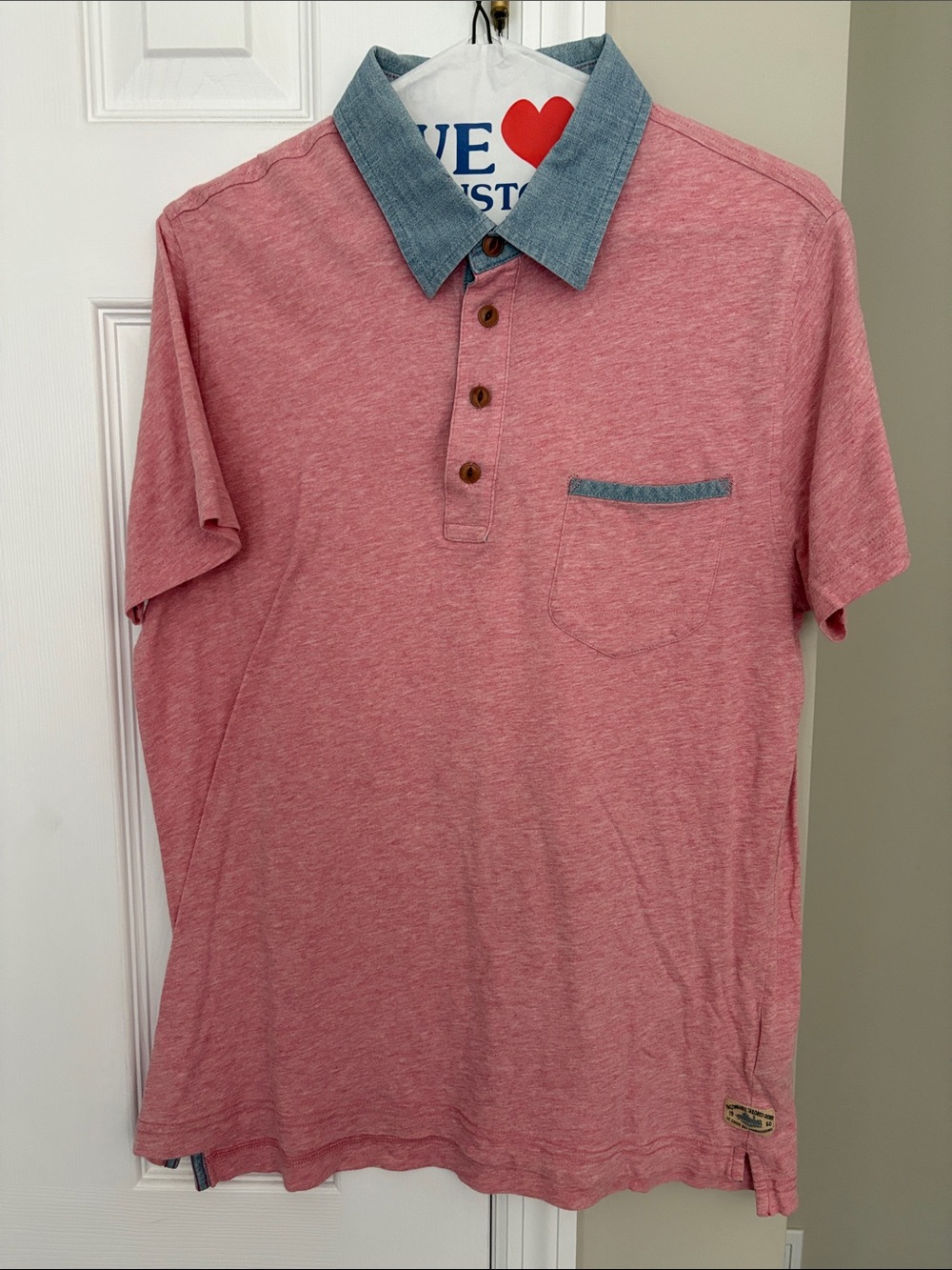 Faconnable Pink Polo with Chambray Collar